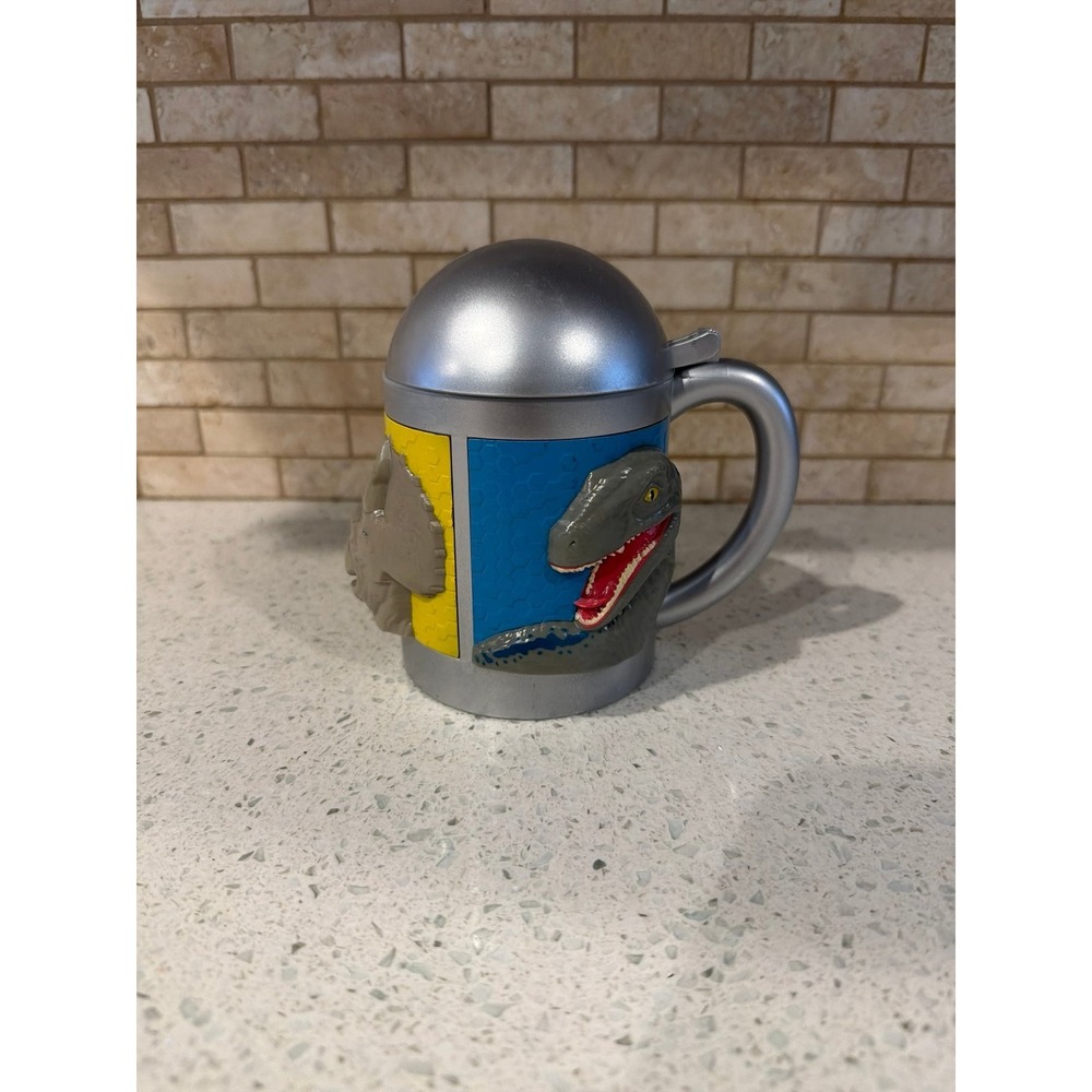 Jurassic Park‎ Plastic Mug Cup 14oz with Lid Dinosaur Logo Vintage